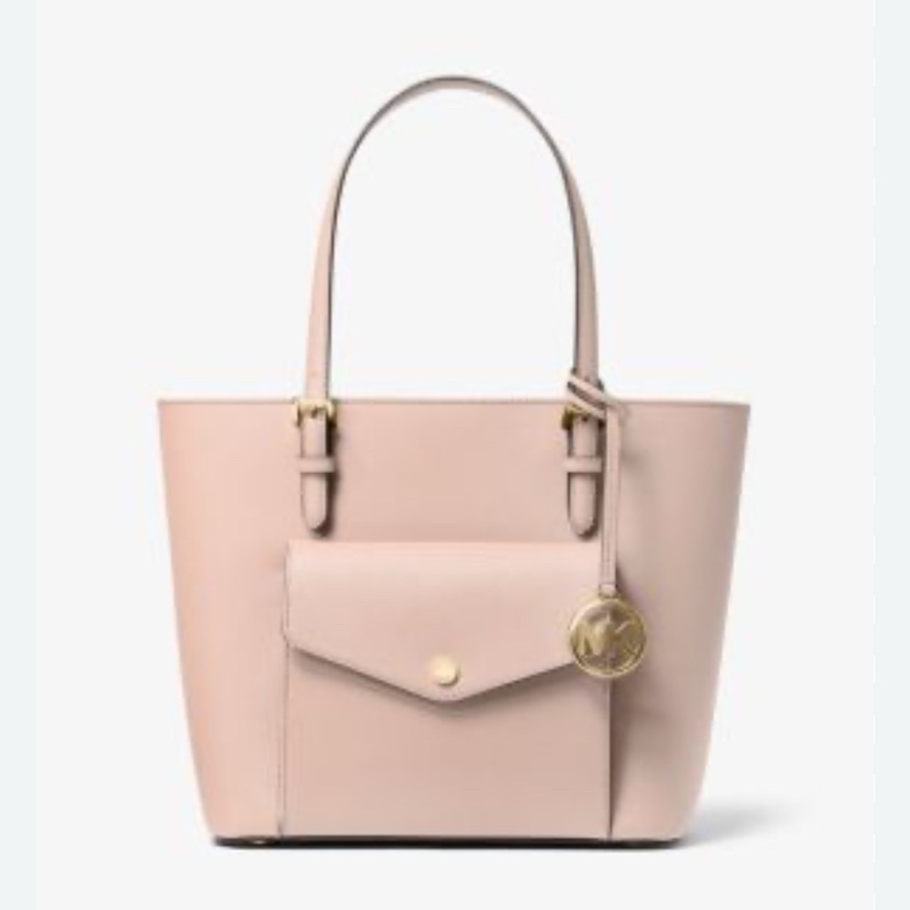 Minimalist Michael Kors Jet Set Pale Pink Saffiano Leather Tote Bag Classic VTG